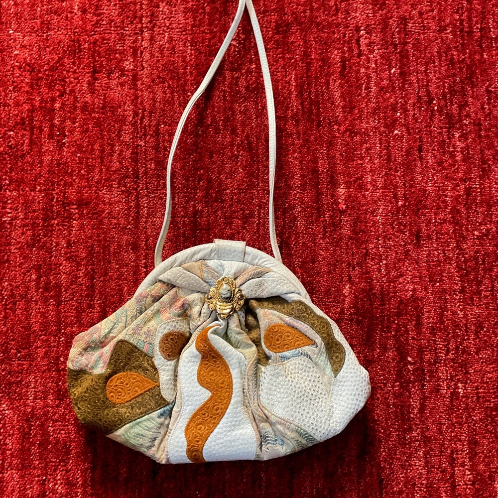 Viva of California Tapestry and Embossed Leather Boho Crossbody Bag